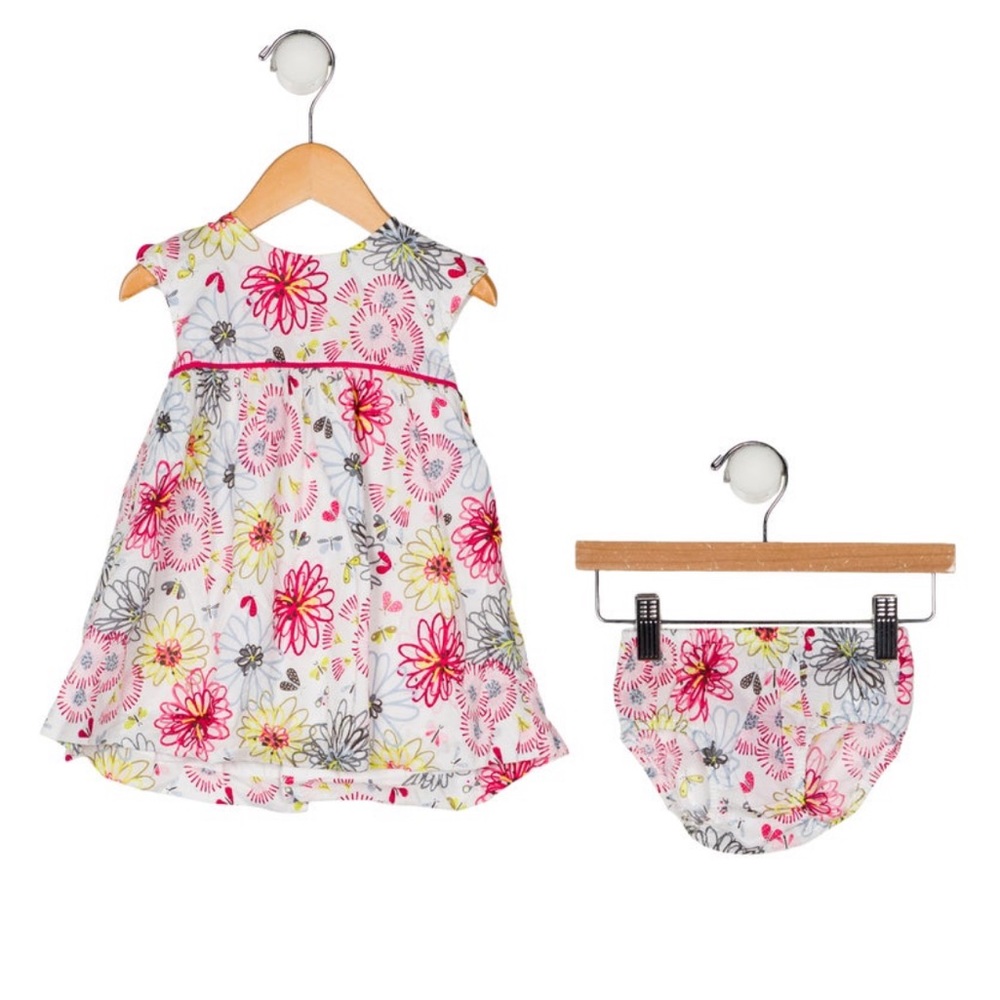 Catimini Girls Infant Floral Dress Set